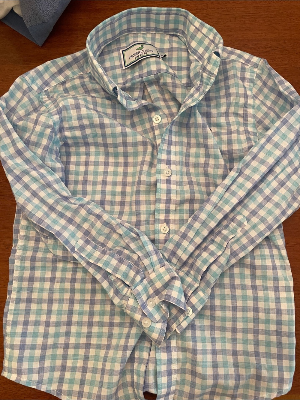 Boys' Properly Tied Blue Plaid Button-Down Shirt size 5